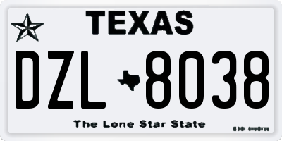TX license plate DZL8038