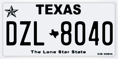 TX license plate DZL8040