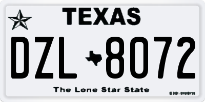 TX license plate DZL8072