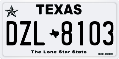 TX license plate DZL8103