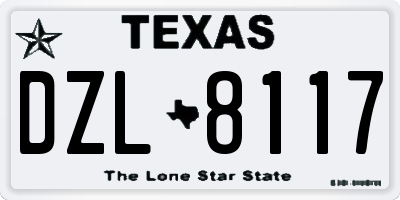 TX license plate DZL8117