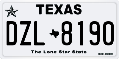TX license plate DZL8190