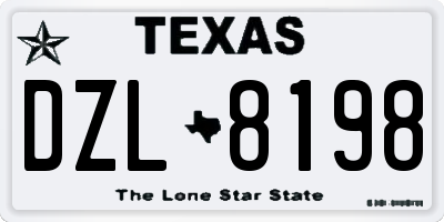 TX license plate DZL8198