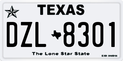 TX license plate DZL8301