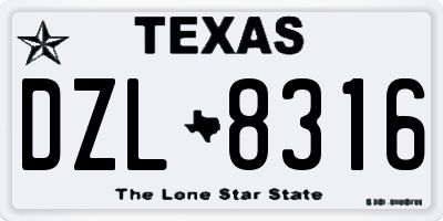 TX license plate DZL8316