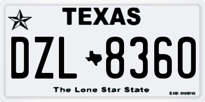 TX license plate DZL8360