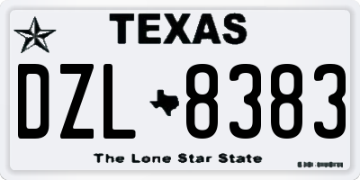 TX license plate DZL8383