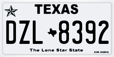 TX license plate DZL8392