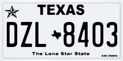 TX license plate DZL8403