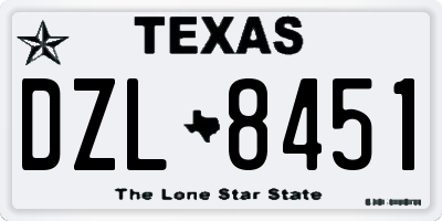 TX license plate DZL8451