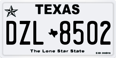 TX license plate DZL8502