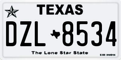 TX license plate DZL8534