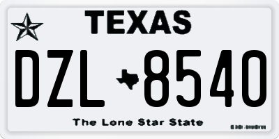 TX license plate DZL8540
