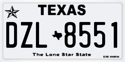 TX license plate DZL8551