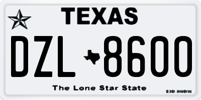 TX license plate DZL8600