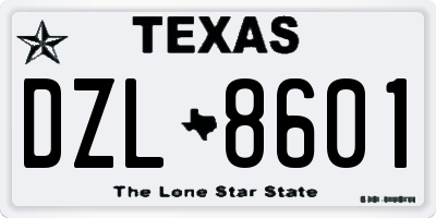 TX license plate DZL8601