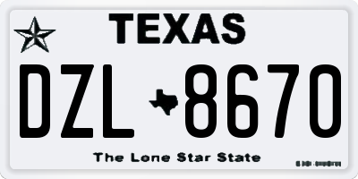 TX license plate DZL8670
