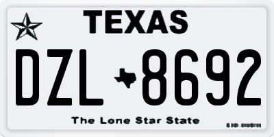 TX license plate DZL8692