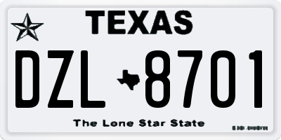 TX license plate DZL8701