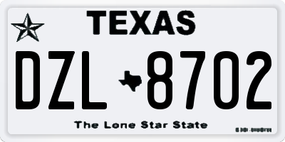 TX license plate DZL8702
