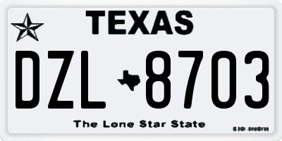 TX license plate DZL8703