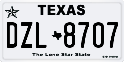 TX license plate DZL8707