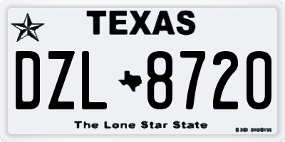 TX license plate DZL8720