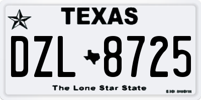 TX license plate DZL8725