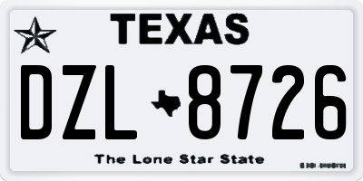 TX license plate DZL8726