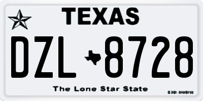 TX license plate DZL8728