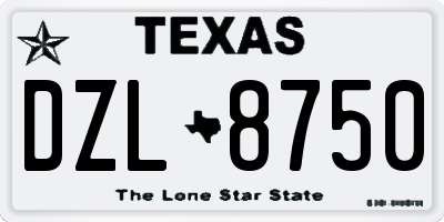 TX license plate DZL8750