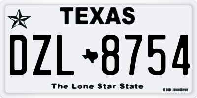 TX license plate DZL8754
