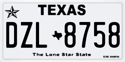 TX license plate DZL8758