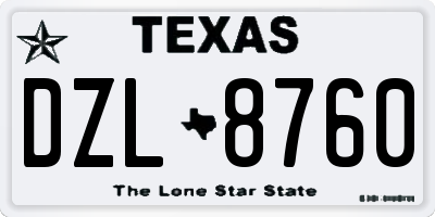 TX license plate DZL8760