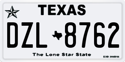 TX license plate DZL8762