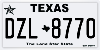 TX license plate DZL8770