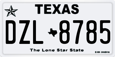 TX license plate DZL8785