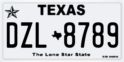 TX license plate DZL8789