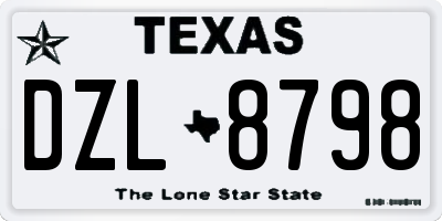 TX license plate DZL8798