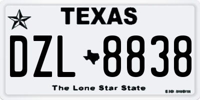 TX license plate DZL8838
