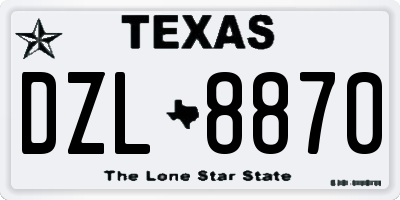 TX license plate DZL8870