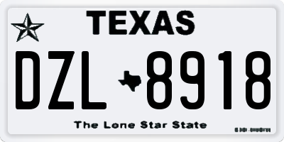 TX license plate DZL8918