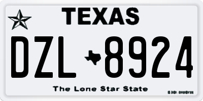 TX license plate DZL8924