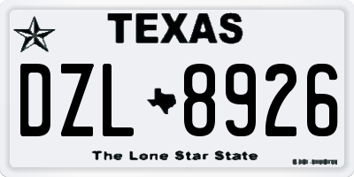 TX license plate DZL8926