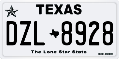 TX license plate DZL8928