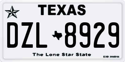 TX license plate DZL8929