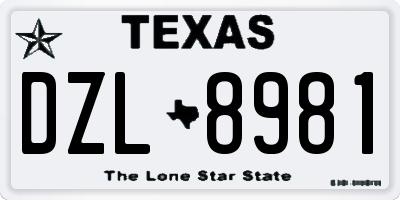TX license plate DZL8981