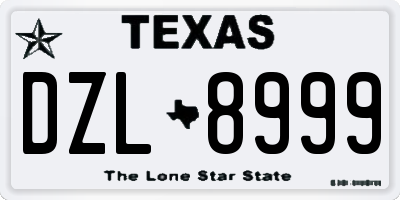 TX license plate DZL8999