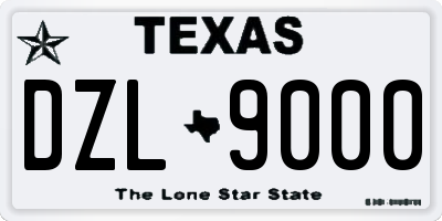 TX license plate DZL9000