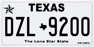 TX license plate DZL9200